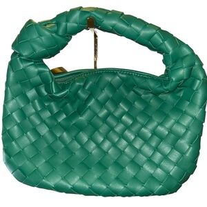 NWOT mini green woven handbag